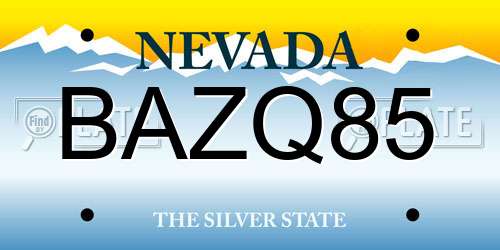 BAZQ85 Nevada License Plate
