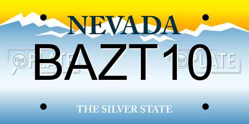 BAZT10 Nevada License Plate