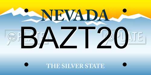 BAZT20 Nevada License Plate