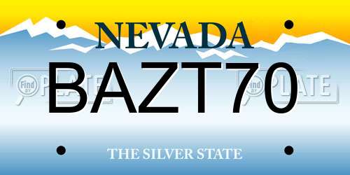 BAZT70 Nevada License Plate