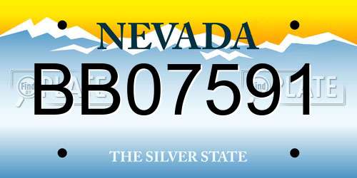 BB07591 Nevada License Plate