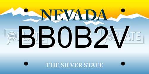 BB0B2V Nevada License Plate