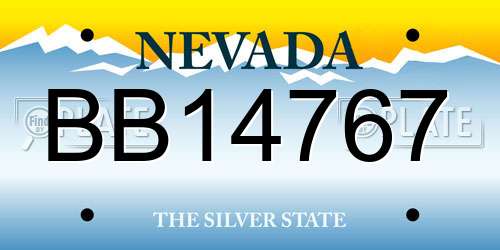 BB14767 Nevada License Plate