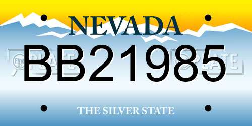 BB21985 Nevada License Plate