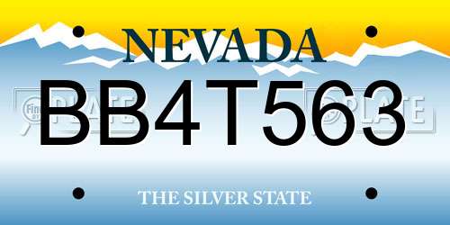 BB4T563 Nevada License Plate