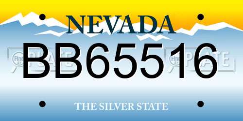 BB65516 Nevada License Plate