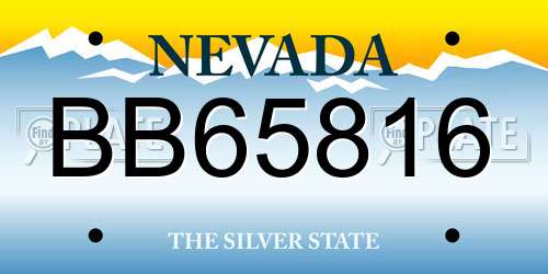 BB65816 Nevada License Plate