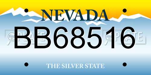 BB68516 Nevada License Plate