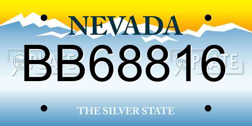 BB68816 Nevada License Plate