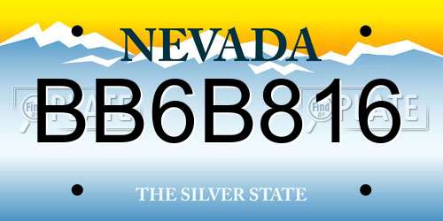 BB6B816 Nevada License Plate