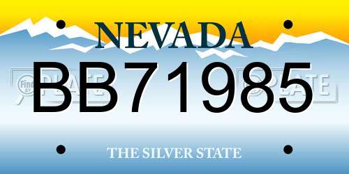 BB71985 Nevada License Plate