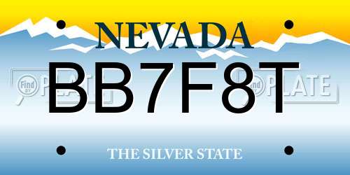 BB7F8T Nevada License Plate