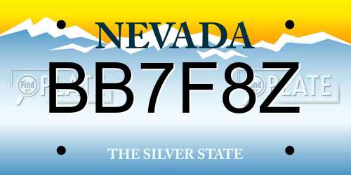 BB7F8Z Nevada License Plate