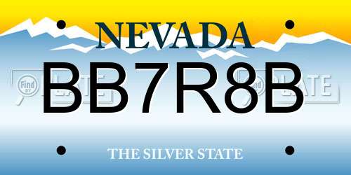 BB7R8B Nevada License Plate