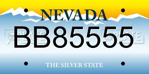 BB85555 Nevada License Plate