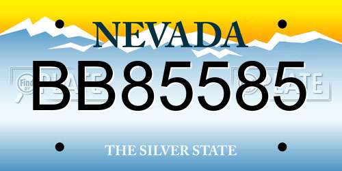 BB85585 Nevada License Plate