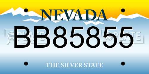 BB85855 Nevada License Plate