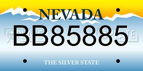 BB85885 Nevada License Plate
