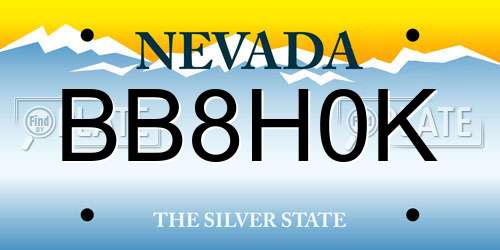 BB8H0K Nevada License Plate