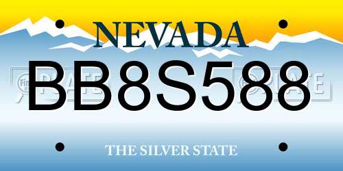 BB8S588 Nevada License Plate
