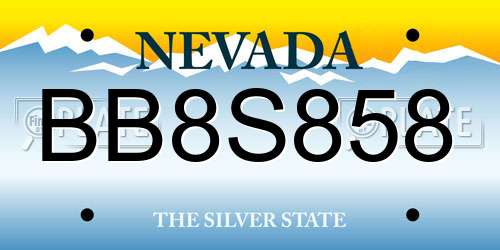 BB8S858 Nevada License Plate