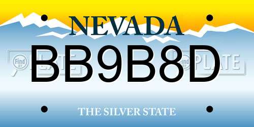 BB9B8D Nevada License Plate