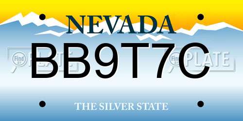 BB9T7C Nevada License Plate