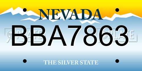 BBA7863 Nevada License Plate