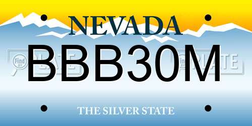 BBB30M Nevada License Plate