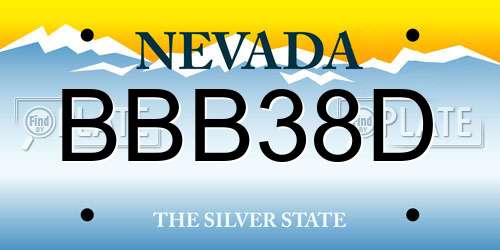 BBB38D Nevada License Plate