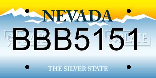 BBB5151 Nevada License Plate