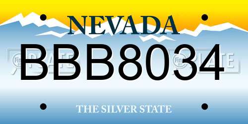 BBB8034 Nevada License Plate