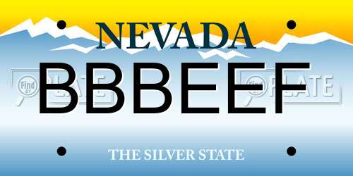 BBBEEF Nevada License Plate