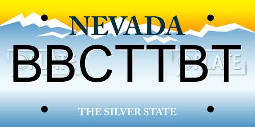 BBCTTBT Nevada License Plate