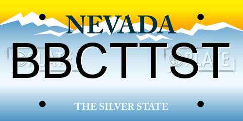 BBCTTST Nevada License Plate