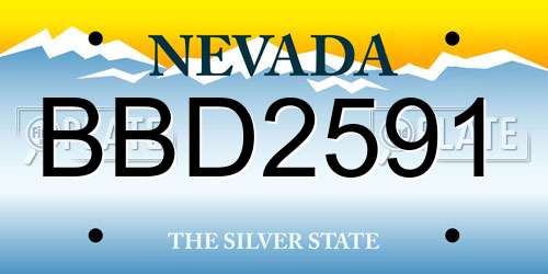 BBD2591 Nevada License Plate