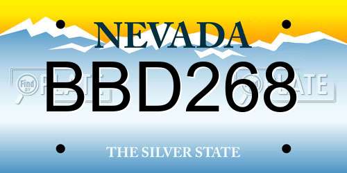 BBD268 Nevada License Plate