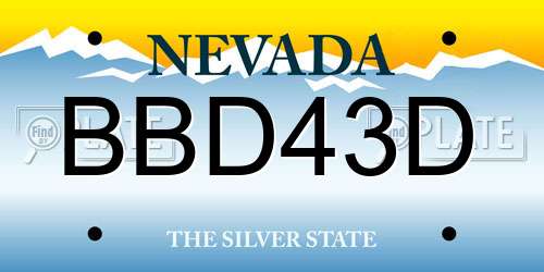 BBD43D Nevada License Plate