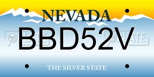 BBD52V Nevada License Plate