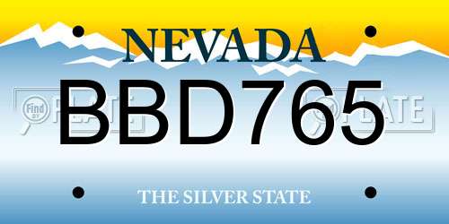 BBD765 Nevada License Plate