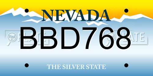 BBD768 Nevada License Plate