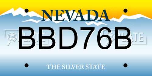 BBD76B Nevada License Plate