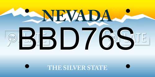 BBD76S Nevada License Plate