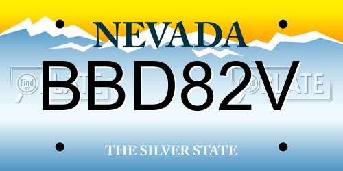 BBD82V Nevada License Plate