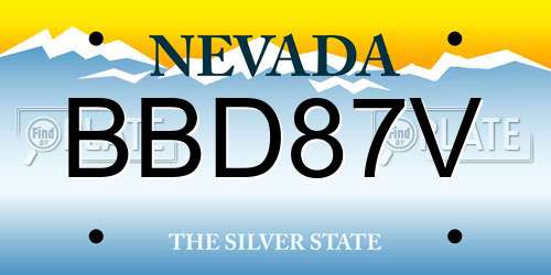 BBD87V Nevada License Plate