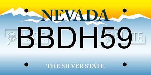 BBDH59 Nevada License Plate