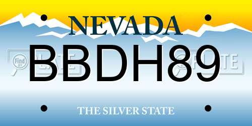 BBDH89 Nevada License Plate