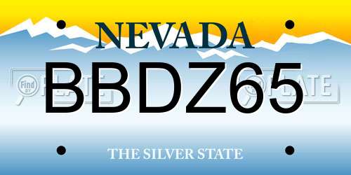 BBDZ65 Nevada License Plate