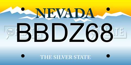 BBDZ68 Nevada License Plate