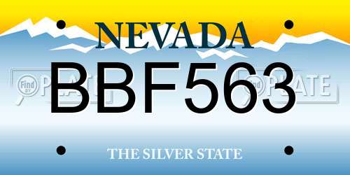 BBF563 Nevada License Plate